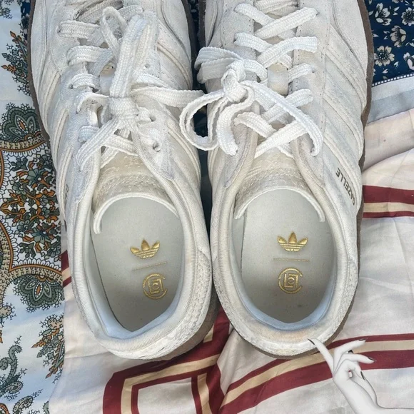 CLOT x ADIDAS6.5Suede Ivory Panel Metallic Low Top Platform Samba Gazelle